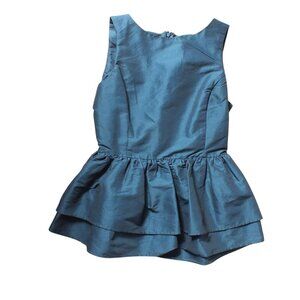 ASOS TEAL Shiny Taffeta Peplum Sleeveless Tank S